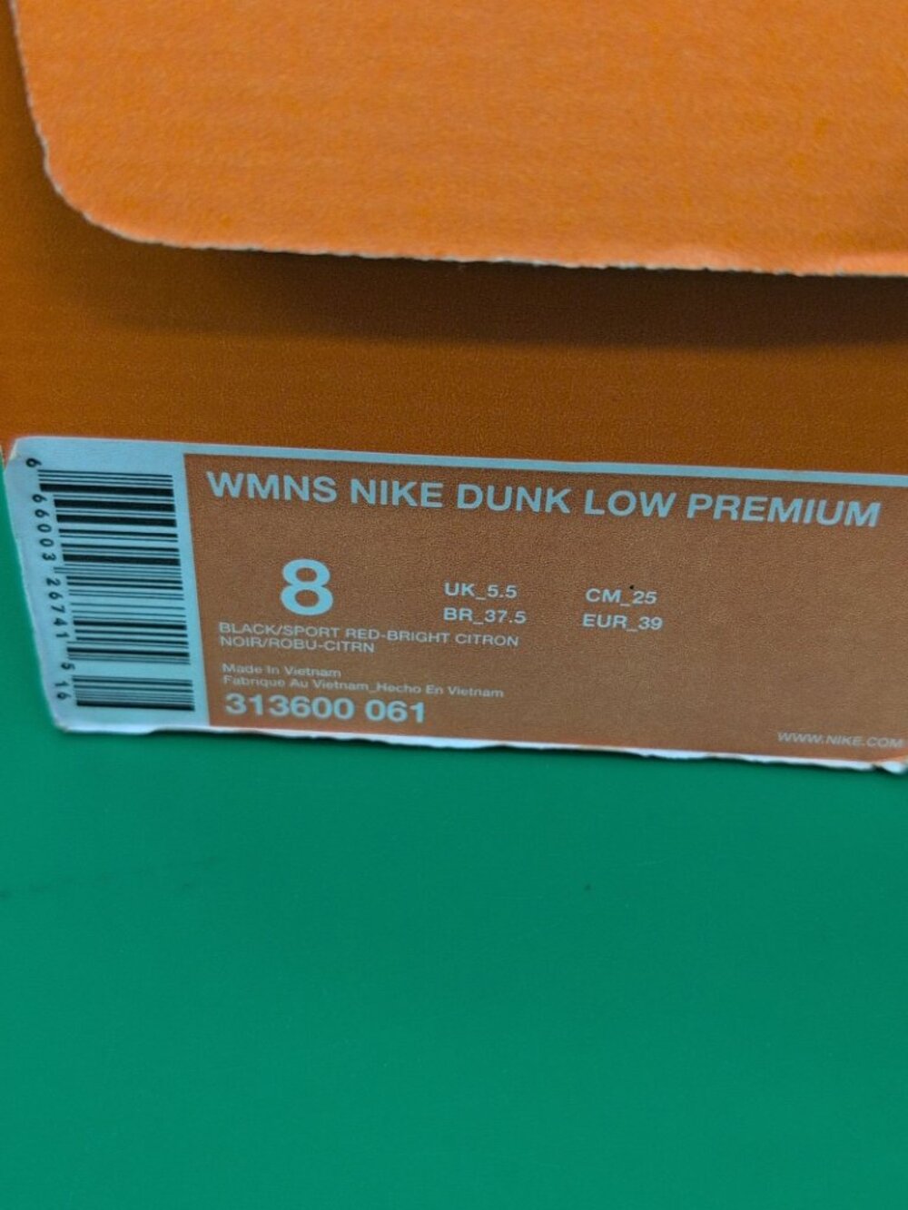 Nike Dunk Low Premium Women's Shoes US 8 Black & Sport Red Bright 313600-061 - Picture 14 of 15